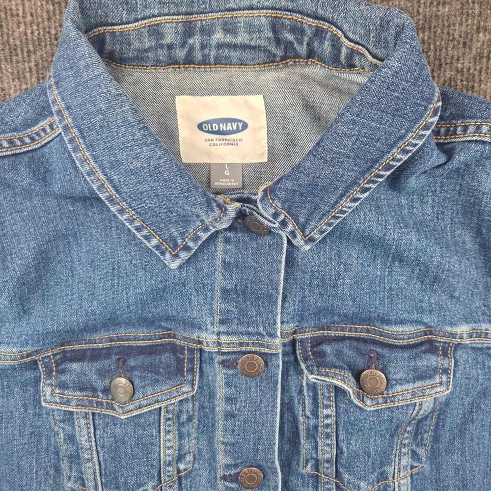 Old‎ Navy Denim Jacket Womens Large Blue Excellent Cotton Blend Trucker Style